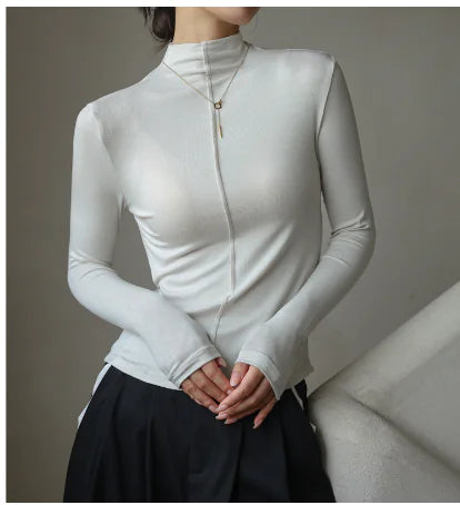 Amii Women's Turtleneck Knit Sweater - Long Sleeve Top