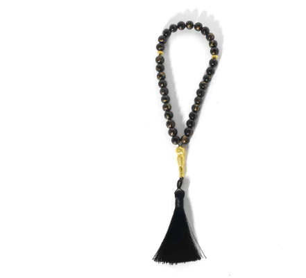 Long Sweater Necklace with Natural Tiger Eye & Tassels