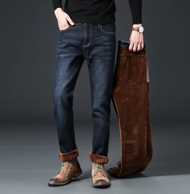 Warm Oversized Slim Straight Winter Fleece Pants for Men