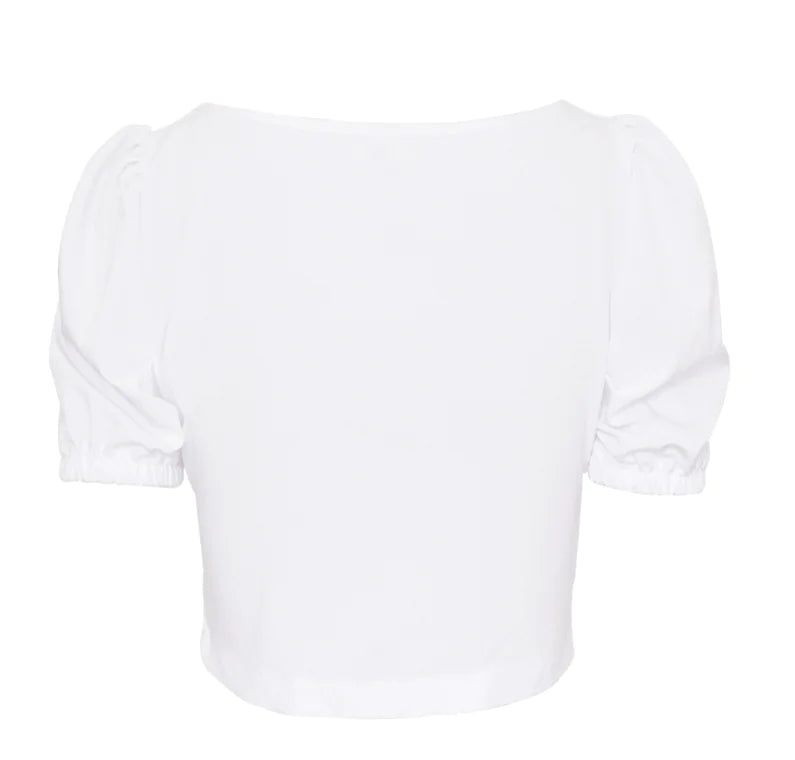 Puff Sleeve Square Neck Cropped Top