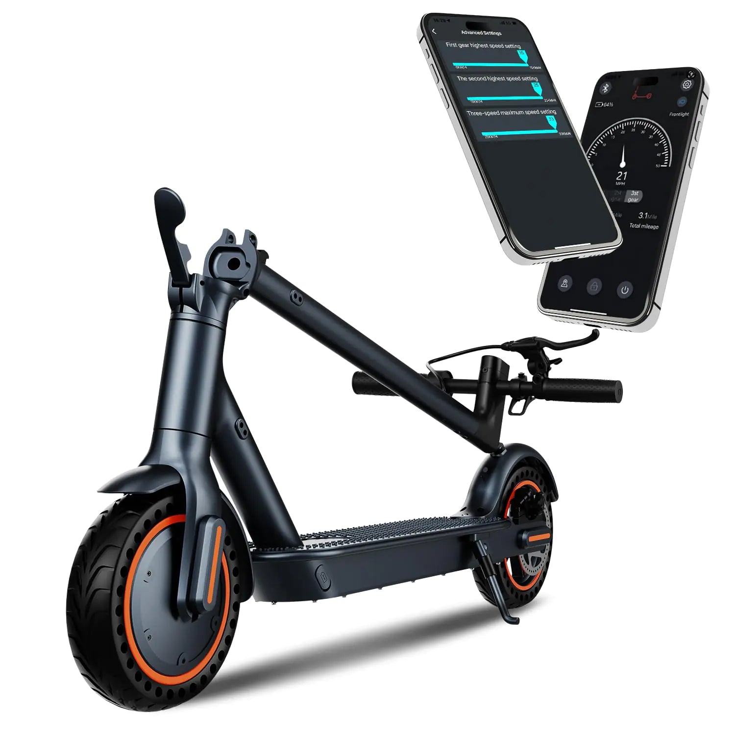 Electric Scooter500W Motor18-21 Mile Range & 20Mph Speed 8.5Solid Tires Adult Electric Scooter Foldable Commuter Electric Scooter with APPCruise Control Front and Rear LightsDual Brake System