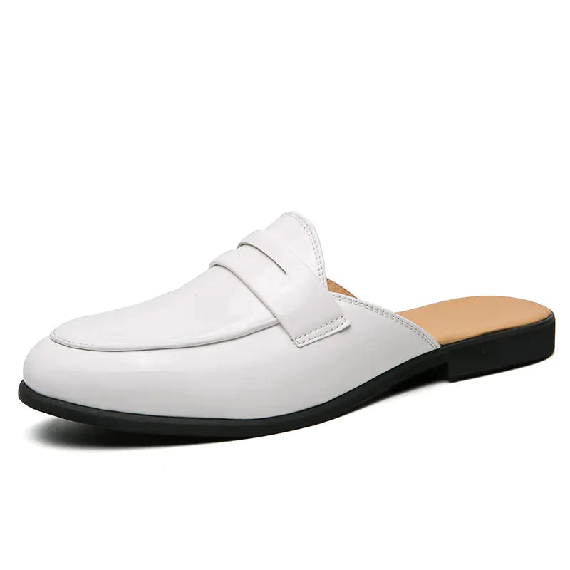 Closed Toe Leather Heel-free Men's Slippers
