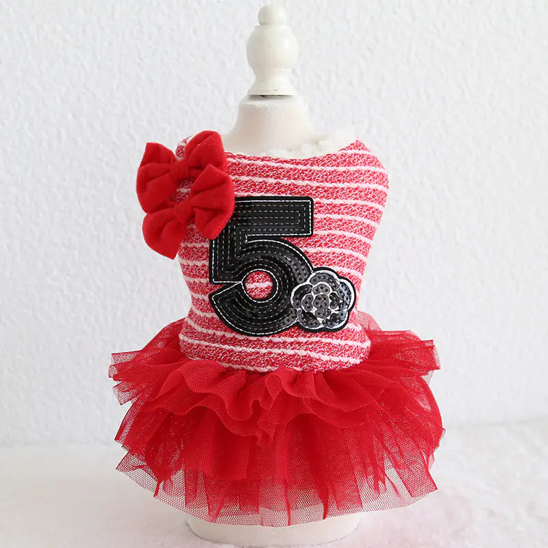Double Bow Cotton Skirt for Teddy Dog Clothes