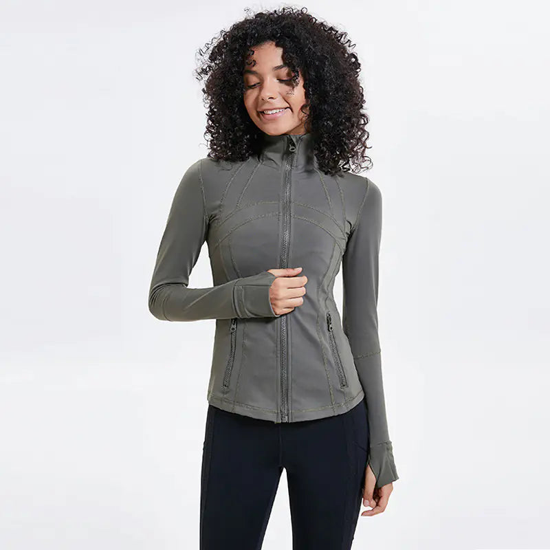 Women's Nylon Stretch Zip-Up Yoga Jacket for Fall/Winter
